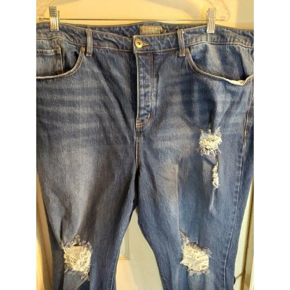 Torrid Distressed Jeans Button Fly Raw Hem High Waisted Sz 24S - Picture 2 of 12
